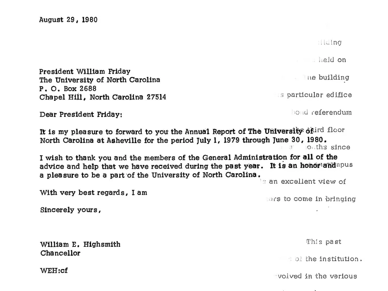 1979-1980 Highsmith Report To UNC President